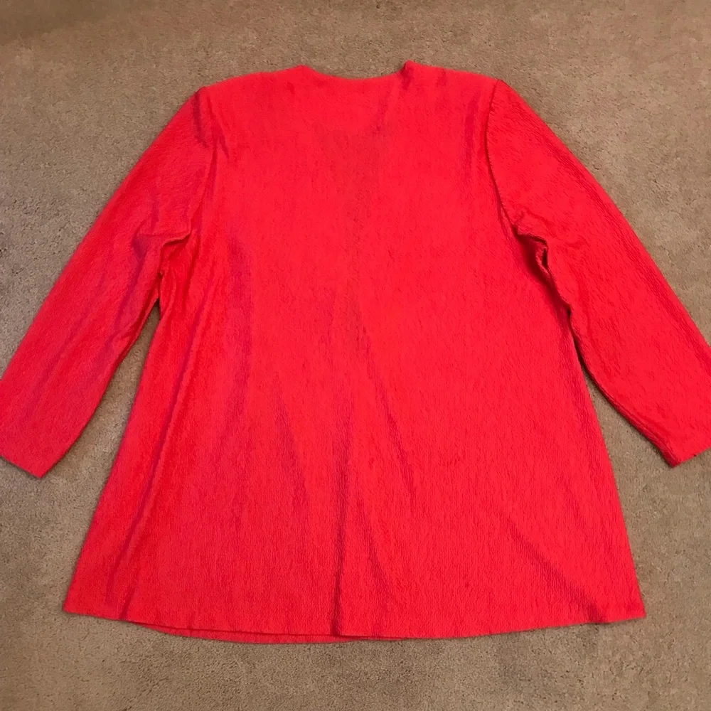 Liz Baker Open Front Dress Jacket Size 2X Coral Textured Mid Length USA Made
